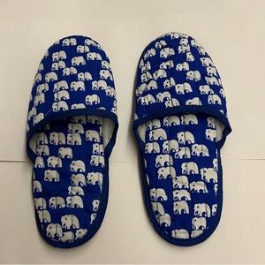New Thai Cotton Blue Elephant Slippers Women's size Medium Thailand Hand Crafted